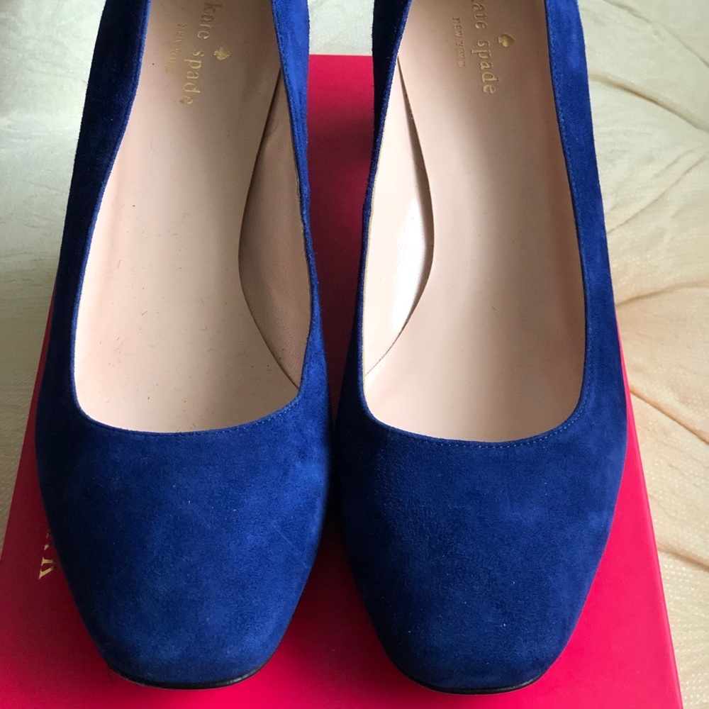 Kate Spade Kylah Blue suede block heel pump